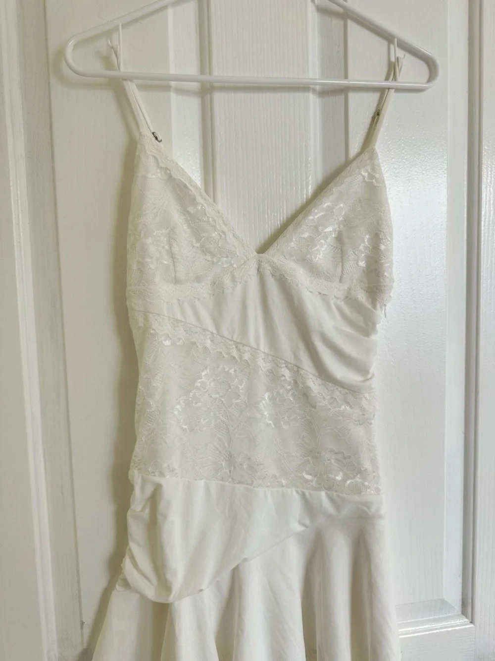 Princess Polly White Lace-Trim Mini Slip Dress